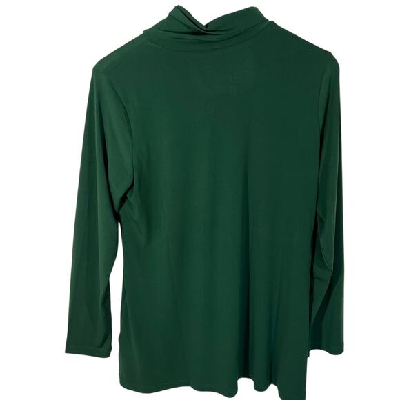 Susan Graver Emerald Green Liquid Knit Tunic Top A Line Turtleneck Size M NWOT - Picture 4 of 8